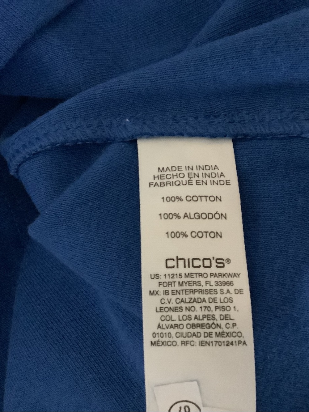 Chico's Tee Top 2 L Blue - Picture 5 of 5